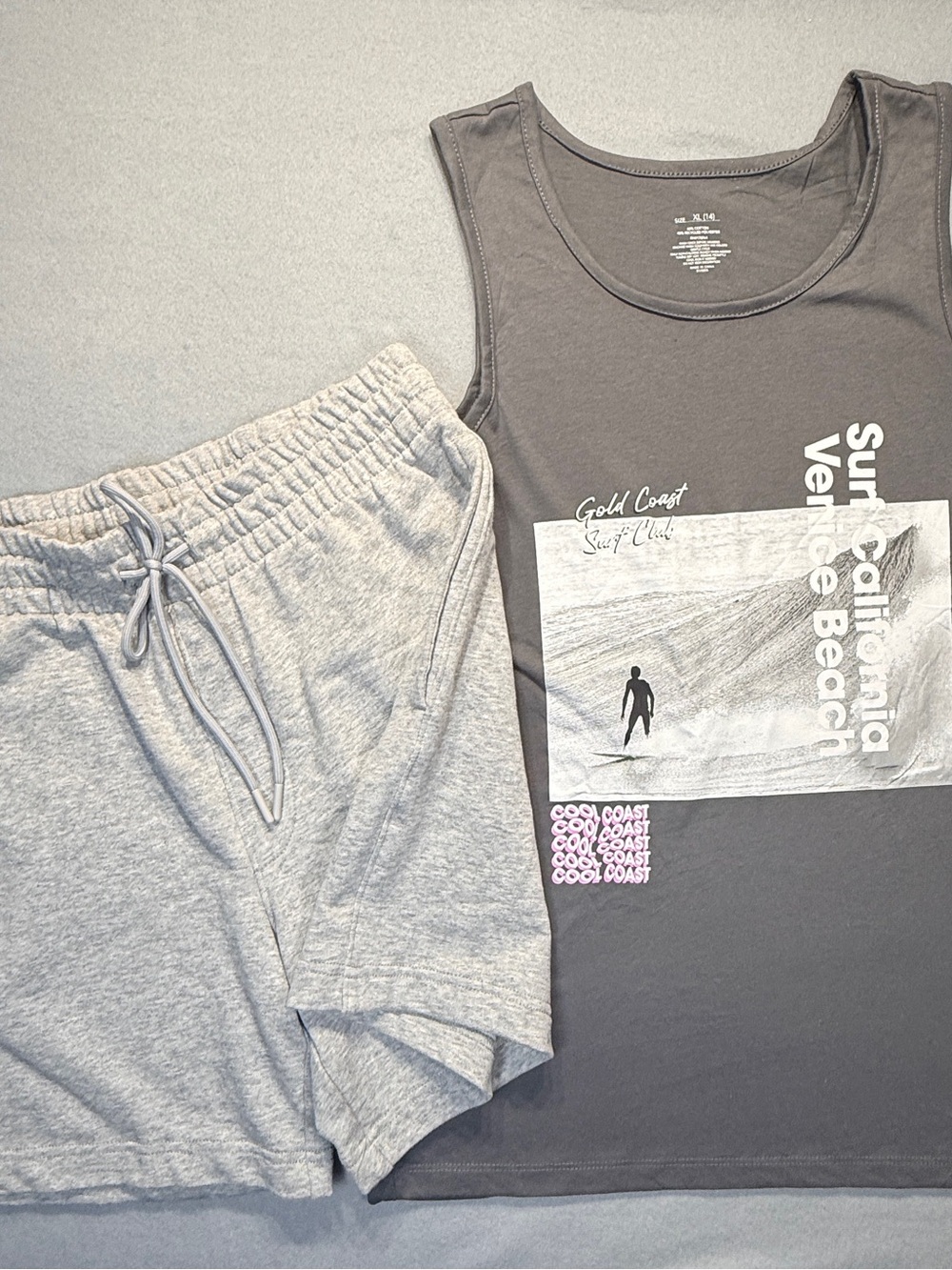 Boy’s Gray Tank & Shorts - Coastal Graphic XL(14)  #NiceBundle #0108